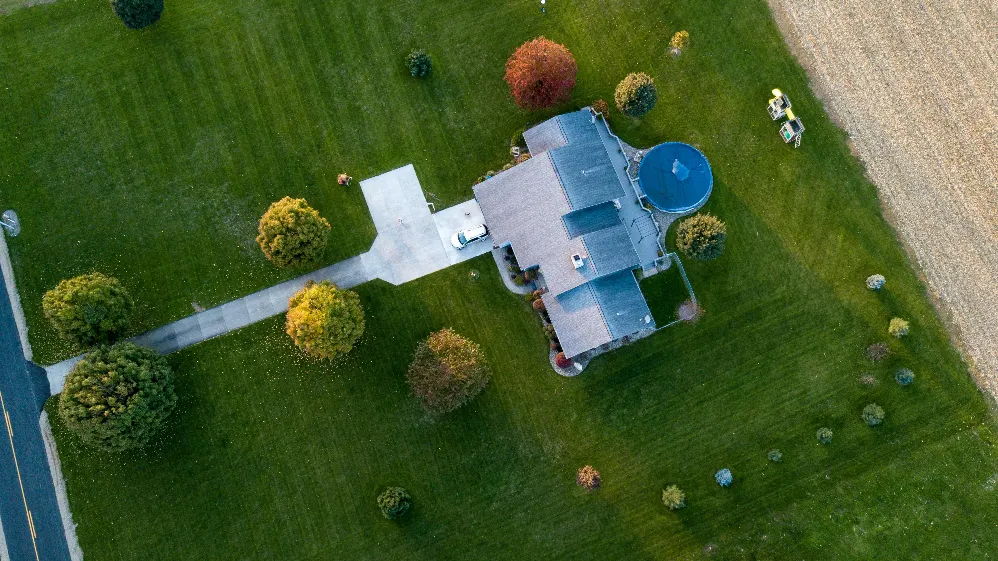 Top-down aerial view of a residential property